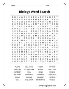 Biology Word Search | Print Your Puzzles