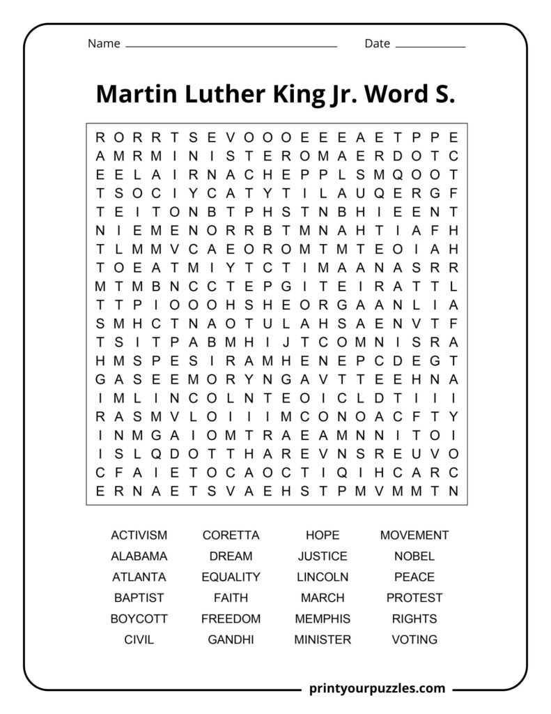 Hard Rosa Parks word search puzzle with 24 civil rights, courage, equality, and justice vocabulary words.