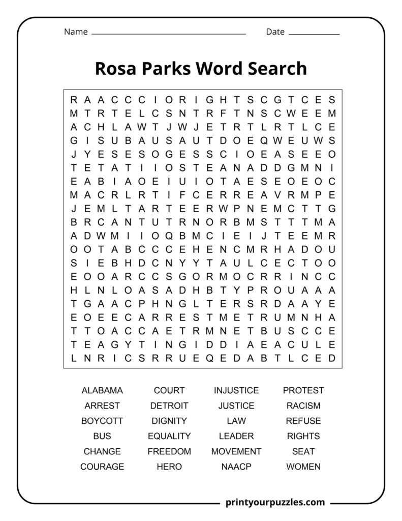 Hard Martin Luther King Jr. word search puzzle with 24 civil rights vocabulary words.
